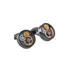 Round Gear Carbon Fibre Cufflinks – Gunmetal Plated