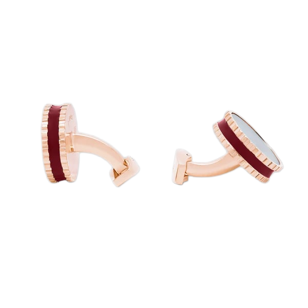 Round Skeleton Gear Cufflinks – Enamel & Rose Gold Stainless Steel