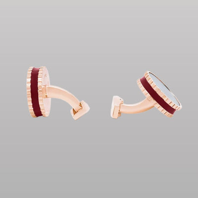 Round Skeleton Gear Cufflinks – Enamel & Rose Gold Stainless Steel