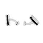 Round Skeleton Gear Cufflinks – Black Enamel, Palladium Plated
