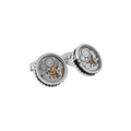 Round Skeleton Gear Cufflinks – Black Enamel, Palladium Plated