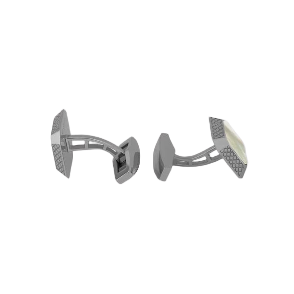 Signature Octo Cufflinks – Black Rhodium Plated Sterling Silver with White Mother of Pearl