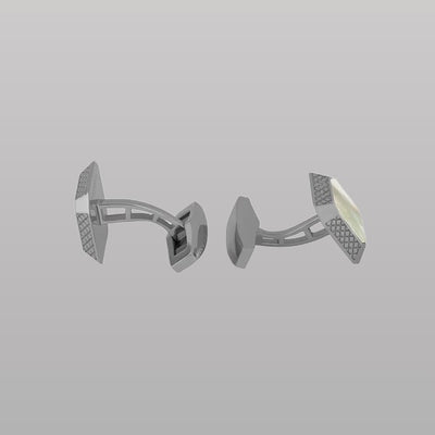 Signature Octo Cufflinks – Black Rhodium Plated Sterling Silver with White Mother of Pearl