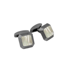Signature Octo Cufflinks – Black Rhodium Plated Sterling Silver with White Mother of Pearl