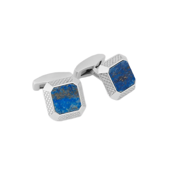 Signature Octo Cufflinks – Rhodium Plated Sterling Silver with Lapis