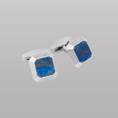 Signature Octo Cufflinks – Rhodium Plated Sterling Silver with Lapis