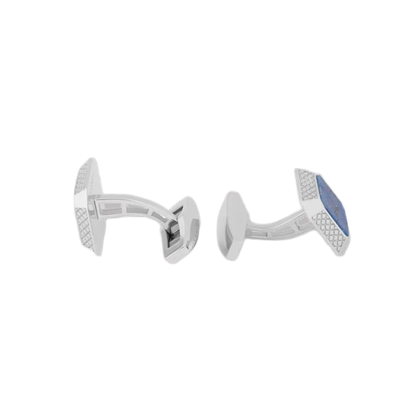 Signature Octo Cufflinks – Rhodium Plated Sterling Silver with Lapis