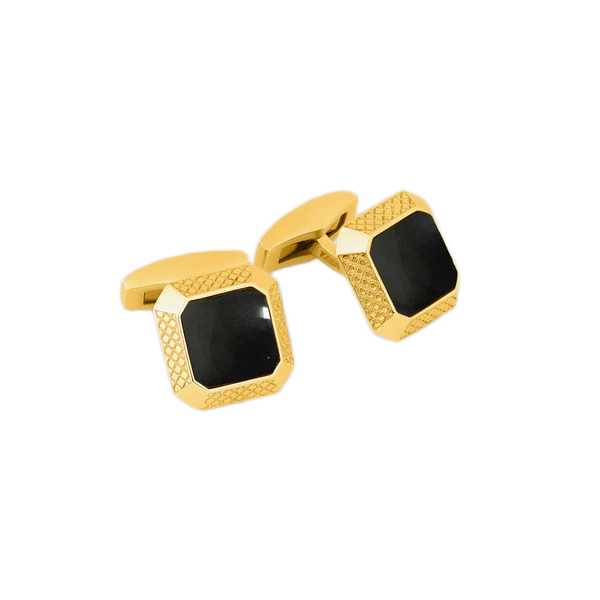 Signature Octo Cufflinks – Yellow Gold Plated Sterling Silver with Black Onyx