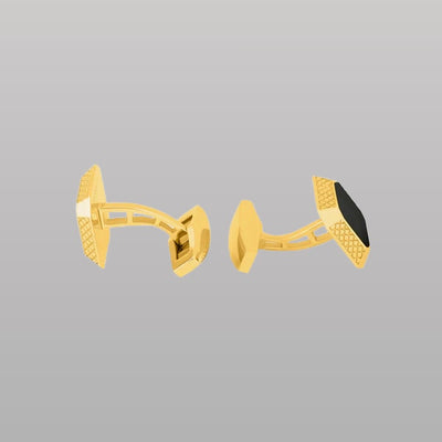 Signature Octo Cufflinks – Yellow Gold Plated Sterling Silver with Black Onyx