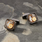 Square Gear Cufflinks – Black Gunmetal Plated