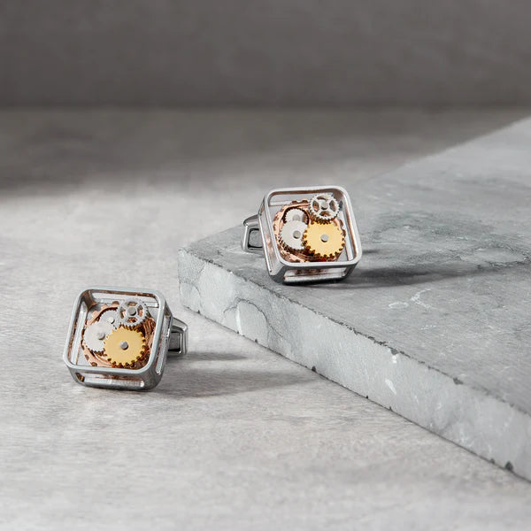 Square Gear Cufflinks – Palladium Plated Steel