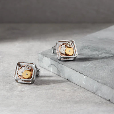 Square Gear Cufflinks – Palladium Plated Steel