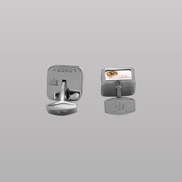 Square Gear Cufflinks – Black Gunmetal Plated