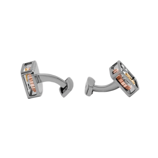 Square Gear Cufflinks – Black Gunmetal Plated
