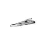 Thompson Cairo Leaf Tie Clip – White Bronze Plated with Black & White Enamel