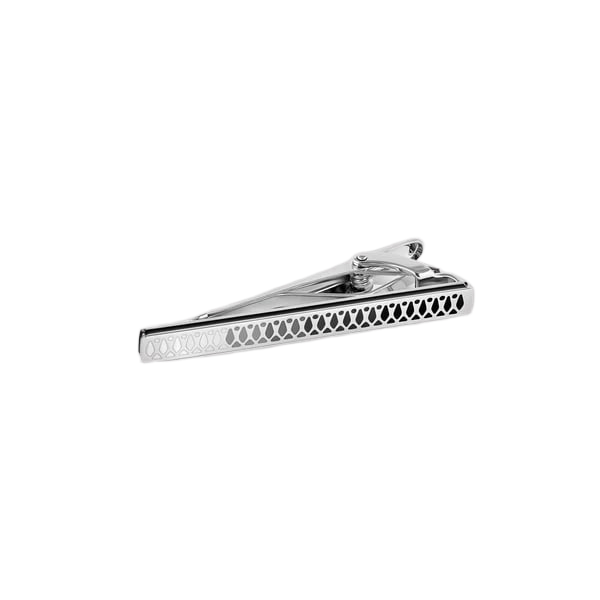 Thompson Cairo Leaf Tie Clip – White Bronze Plated with Black & White Enamel