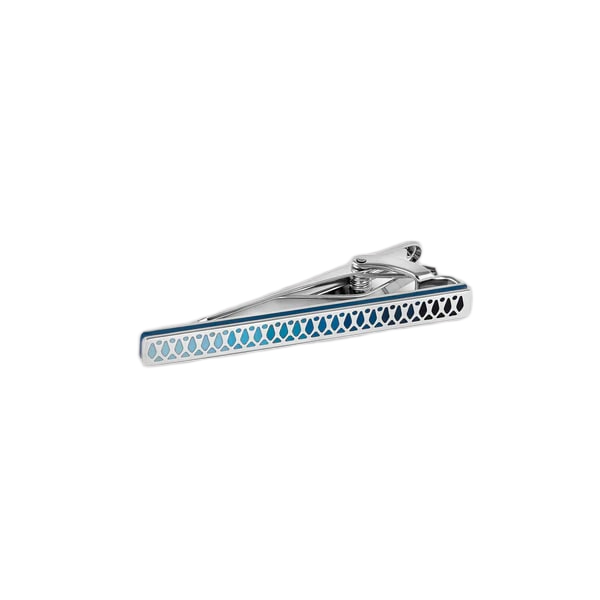 Thompson Cairo Leaf Tie Clip – White Bronze Plated with Blue Enamel