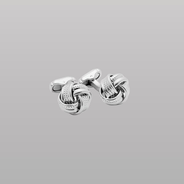 Satin Dot Knot Cufflinks – Rhodium Finish