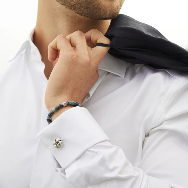 Satin Dot Knot Cufflinks – Rhodium Finish
