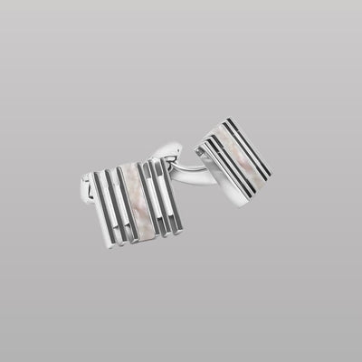 Thompson Summer Stripes Cufflinks – Palladium Plated with White Mother of Pearl