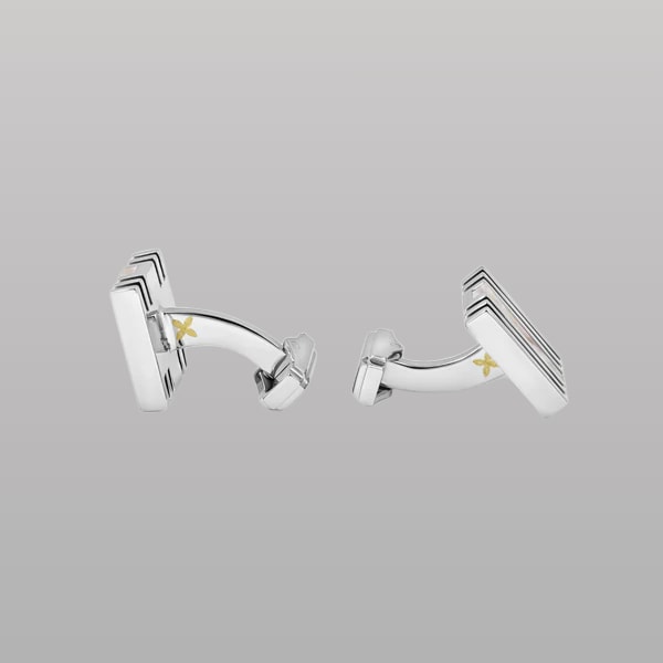 Thompson Summer Stripes Cufflinks – Palladium Plated with White Mother of Pearl