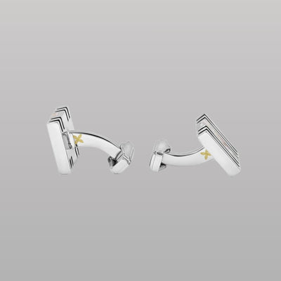 Thompson Summer Stripes Cufflinks – Palladium Plated with White Mother of Pearl