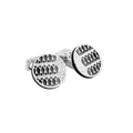 Thompson Cairo Leaf Cufflinks – White Bronze Plated with Black & White Enamel