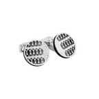 Thompson Cairo Leaf Cufflinks – White Bronze Plated with Black & White Enamel