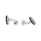 Thompson Cairo Leaf Cufflinks – White Bronze Plated with Black & White Enamel