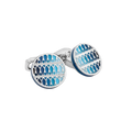 Thompson Cairo Leaf Cufflinks – White Bronze Plated with Blue Enamel