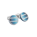 Thompson Cairo Leaf Cufflinks – White Bronze Plated with Blue Enamel