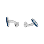 Thompson Cairo Leaf Cufflinks – White Bronze Plated with Blue Enamel