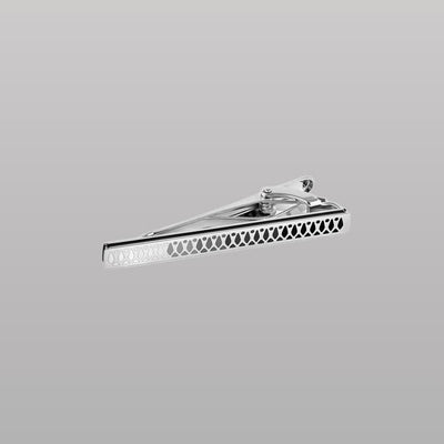 Thompson Cairo Leaf Tie Clip – White Bronze Plated with Black & White Enamel