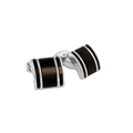 Thompson D‑Shape Semi‑Precious Cufflinks – White Bronze with Onyx