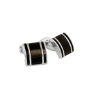 Thompson D‑Shape Semi‑Precious Cufflinks – White Bronze with Onyx
