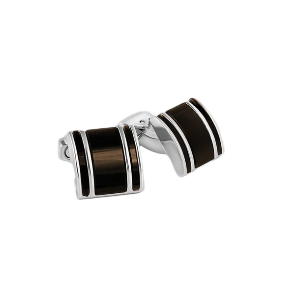 Thompson D‑Shape Semi‑Precious Cufflinks – White Bronze with Onyx