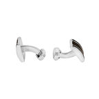 Thompson D‑Shape Semi‑Precious Cufflinks – White Bronze with Onyx