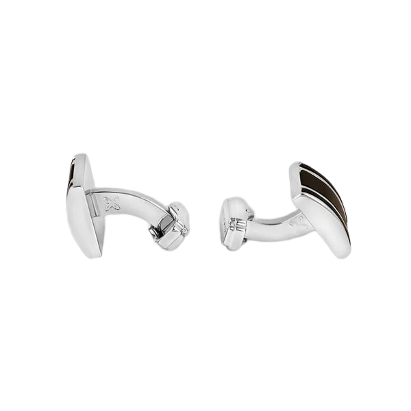 Thompson D‑Shape Semi‑Precious Cufflinks – White Bronze with Onyx
