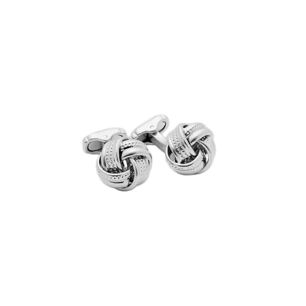 Satin Dot Knot Cufflinks – Rhodium Finish
