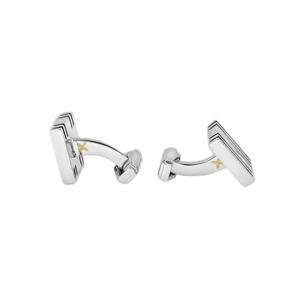 Thompson Summer Stripes Cufflinks – Palladium Plated with White Mother of Pearl