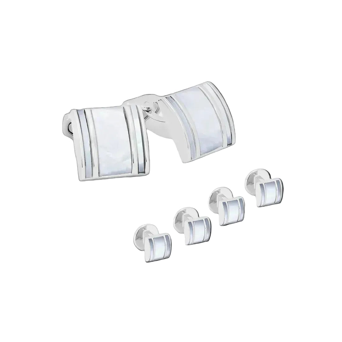 Silver White Bronze White MOP Shirt Studs