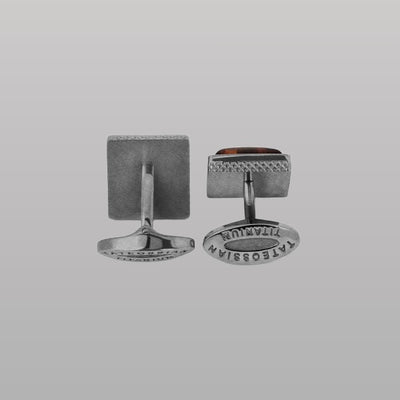 Titanium Classic Cufflinks with Red Tiger Eye