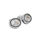 Tonneau Skeleton Cufflinks – Palladium & Blue Enamel