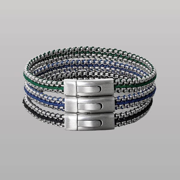 Tris Button Bracelet – Blue